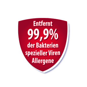 Entfernt 99,9% der Bakterien spezieller Viren Allergene
